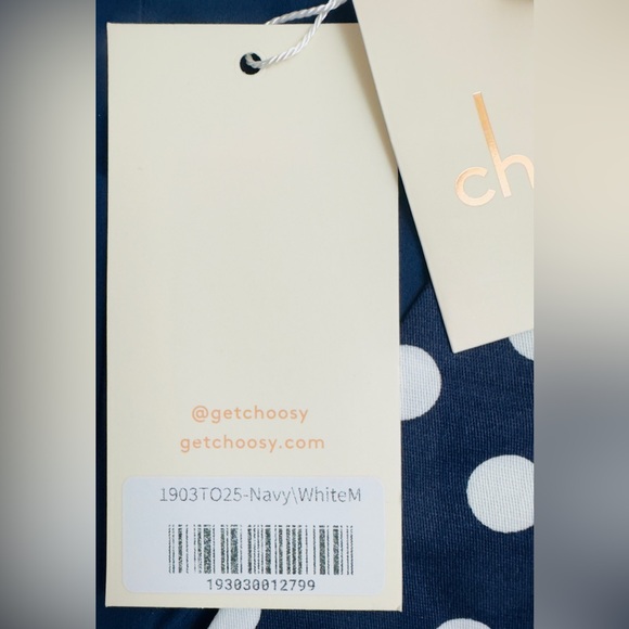 Elegant Cropped Wrap Navy&White Polka Dot Blouse Puff Elbow Length Sleeves M NWT - Picture 7 of 11